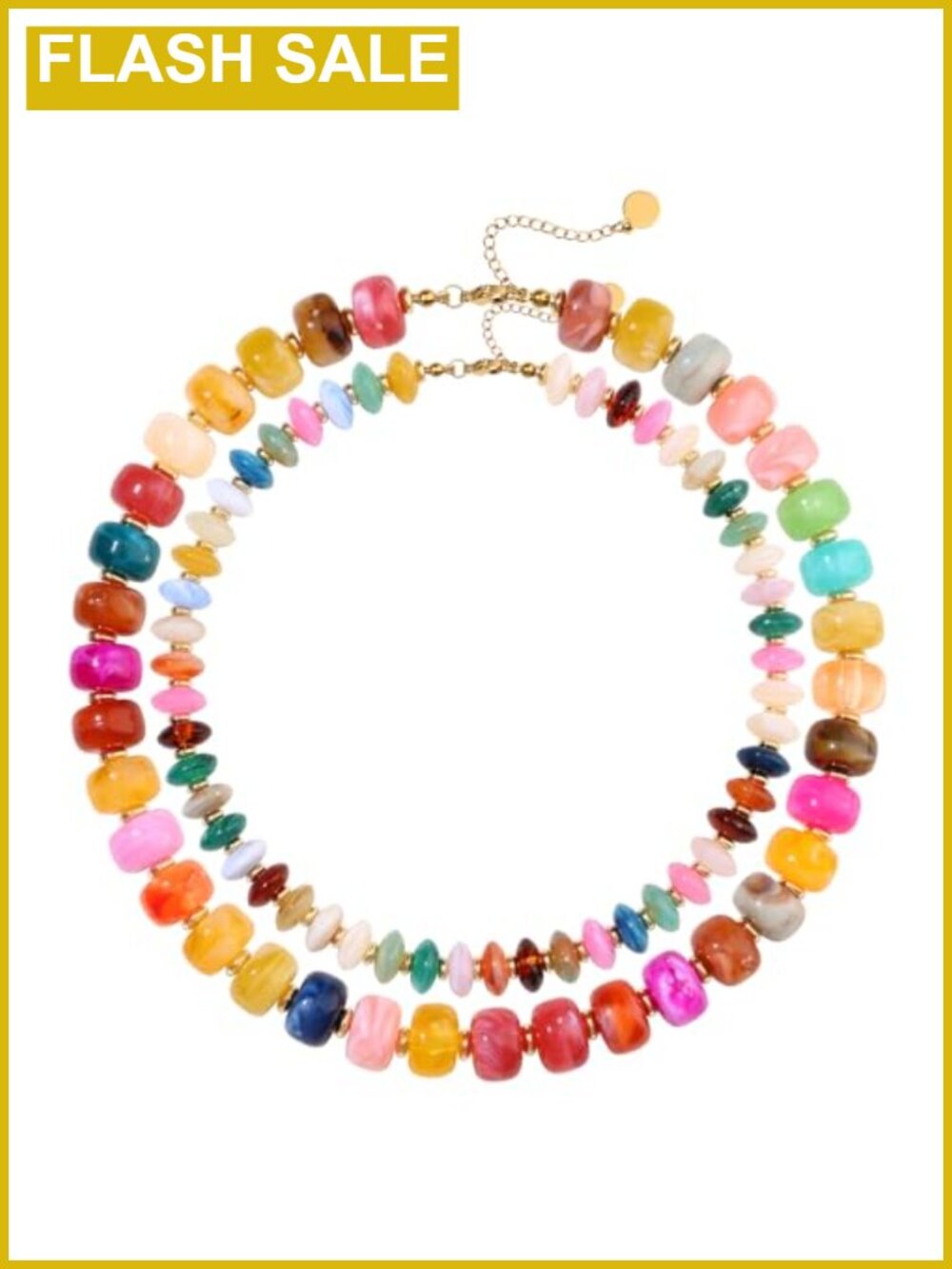2Pc Chunky Beaded Choker Necklaces Resin Lobster Clasp Women Boho